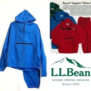 LL BEAN Anorak Wind Rain Jacket Pants Set